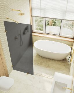 Душевая перегородка MaybahGlass MGD-271-3 79см золото